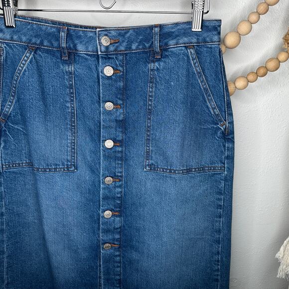 Loft Denim Button Down Midi Skirt - Picture 2 of 4